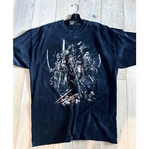 Skulbone Y2K Men's Graphic T shirt Size XL Black Pirate Skull Gothic USA